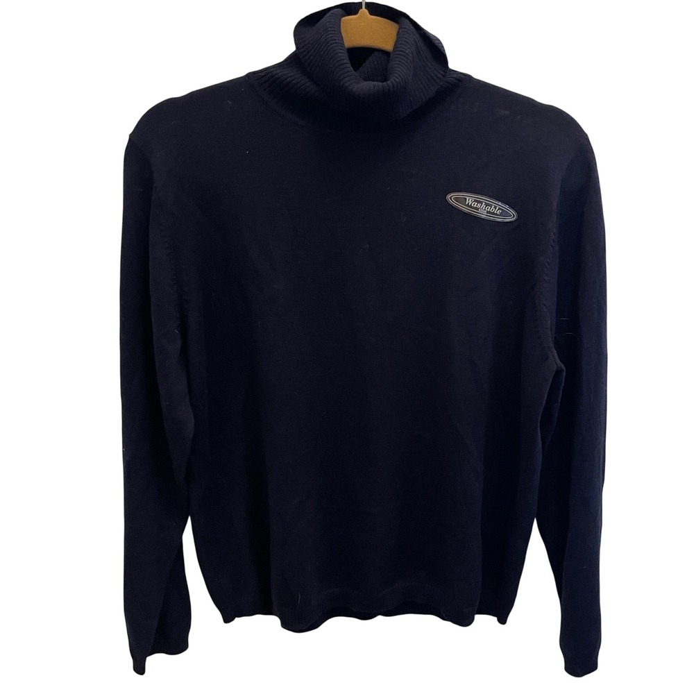 Pendleton Mens‎ L Navy Blue Washable Merino Wool Turtleneck Sweater Quiet Luxury